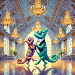 dancing chameleons