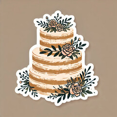 delicious naked-cake style wedding cake with roses 