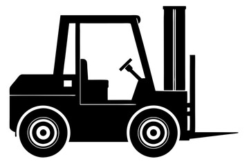 Forklift Silhouette Side Profile - Vector Icon Illustration, Clean Design, Industrial Equipment