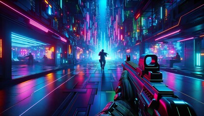 first person shooter game scene