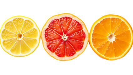 Round citrus slices isolated on transparent background