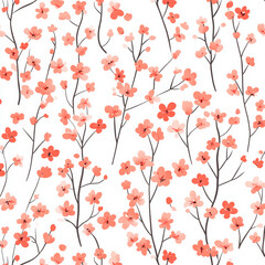 Seamless, Floral pattern, Hand-drawn flowers, Pastel colors, Minimalist design, Cute flowers, Soft colors, Simple drawing, White background, Negative space, Decorative design, Vector pattern