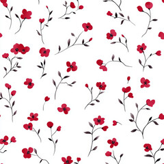 Seamless, Floral pattern, Hand-drawn flowers, Pastel colors, Minimalist design, Cute flowers, Soft colors, Simple drawing, White background, Negative space, Decorative design, Vector pattern