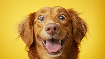 A close up of a dog with its mouth open and tongue out, AI