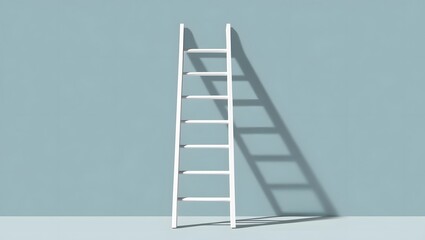 White Ladder Against Light Blue Background in Minimalist Composition