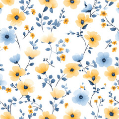 Seamless, Floral pattern, Hand-drawn flowers, Pastel colors, Minimalist design, Cute flowers, Soft colors, Simple drawing, White background, Negative space, Decorative design, Vector pattern
