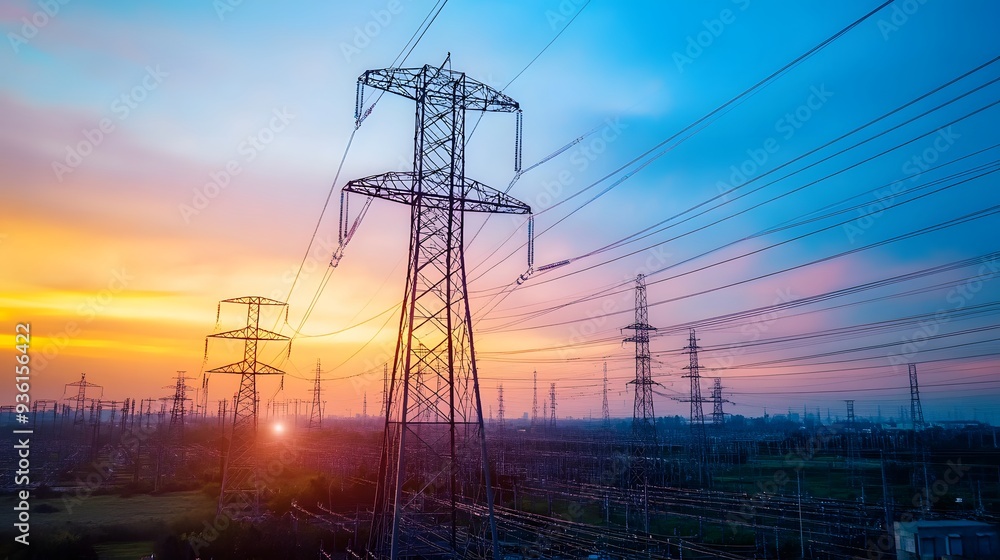 Poster 10. a detailed diagram of an electrical grid system with interconnecting lines and nodes
