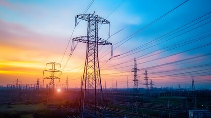 Fototapeta premium 10. A detailed diagram of an electrical grid system with interconnecting lines and nodes