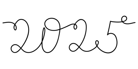 Creative line art representing the year twenty twenty-five with cursive style and artistic flair