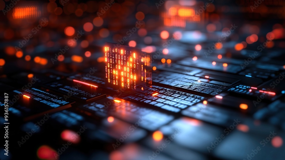 Aufkleber abstract digital circuit board with glowing elements representing technology and innovation in a fut