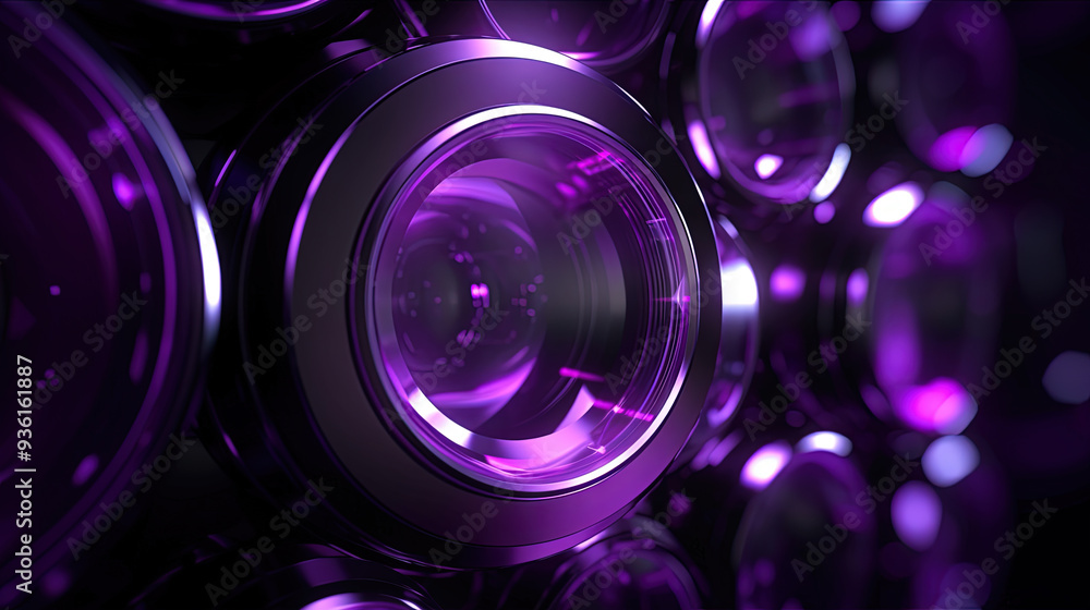 Aufkleber Technology abstract background with hud styled round interface elements in neon tech light.