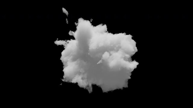 3D small cloud with alpha channel and looping animation. Slowly transforms in space