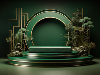 Eyecatching llustration of empty space podium display for product mockup natural background