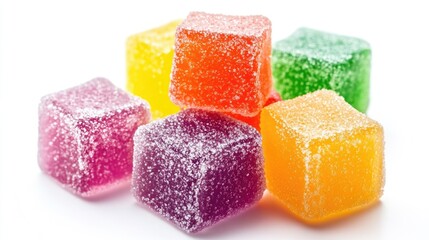 Gummy Cube. Colorful Sugar Jelly Candies Isolated on White Background