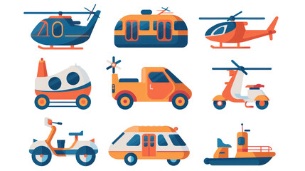 A minimalist vector icon set of transportation