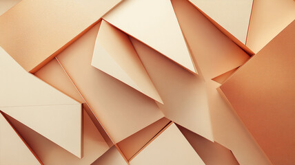 Obraz premium Abstract composition of folded paper shapes in soft beige and peach tones, showcasing creative design elements