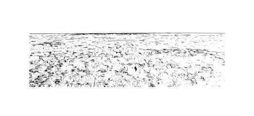 Print Building view with landmark of Stillwater is the city in USA. Hand drawn sketch illustration in vector.