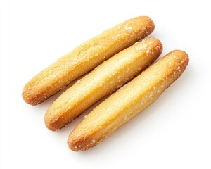 Lady Fingers Cookies. Crunchy Biscuit View from Top of Long Ladyfinger Macro Ingredient