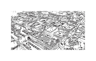 Fototapeta premium Print Building view with landmark of Stillwater is the city in USA. Hand drawn sketch illustration in vector.