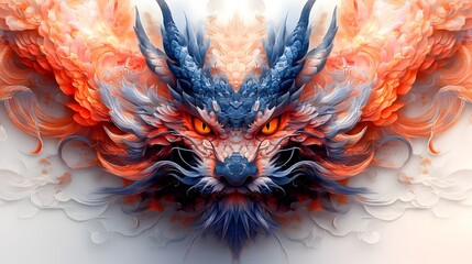Breathtaking Kaleidoscopic Dragon on Plain White Background