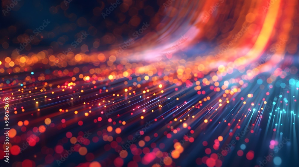 Poster Abstract Background with Colorful Lights and Bokeh Effects