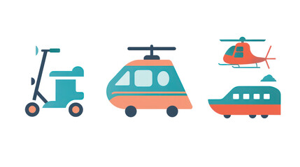 A minimalist vector icon set of transportation