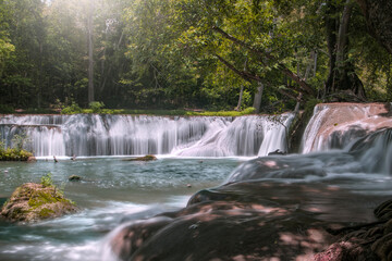Chet Sao Noi Waterfall or Namtok Chet Sao Noi , a seven tiers of small and beautiful waterfall in...