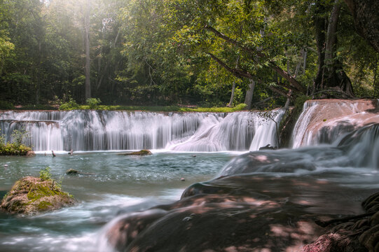 Chet Sao Noi Waterfall or Namtok Chet Sao Noi , a seven tiers of small and beautiful waterfall in Namtok Chet Sao Noi National Park, Saraburi Thailand.