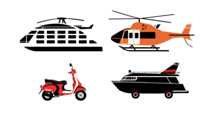 A minimalist vector icon set of transportation