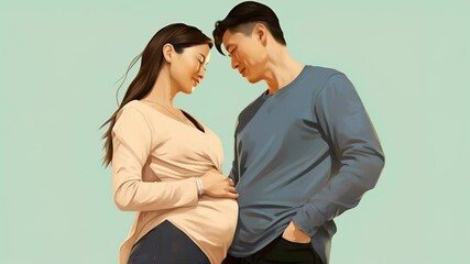 A young couple excitedly celebrates their pregnancy, sharing the joy and anticipation of expecting their first baby