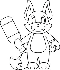 Fox Cricket Cricket bat Animal Vector Graphic Art Illustration
