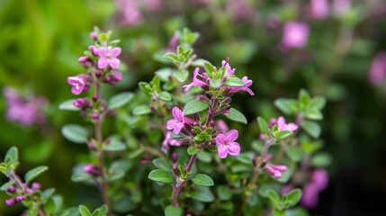 Delicate Pink Flowers Blooming in a Lush Garden