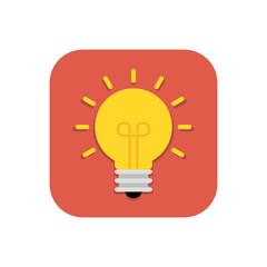 Light bulb, lamp icon on square background
