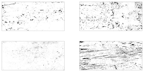 Collection of urban grungy textures. Dirty and distressed paint on old wall. Crackle line and scratch on concrete and stone surface. Abstract vector