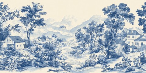 The blue and white chinoiserie print