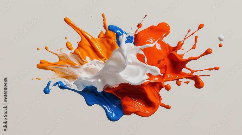Poster abstract paint splatter with bright and contrasting colors, adding a dynamic and artistic touch