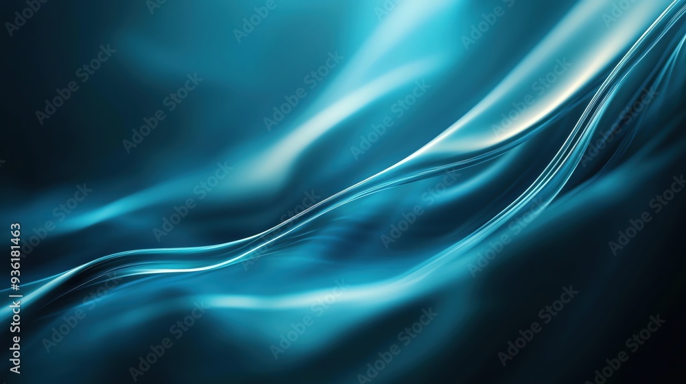 Poster abstract wave background featuring smooth flowing lines in shades of blue, ideal for design projects