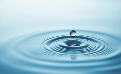 Water droplet creating ripples on a calm water surface.