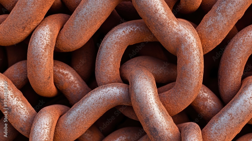 Poster a close up of a chain link fence with rust on it, ai