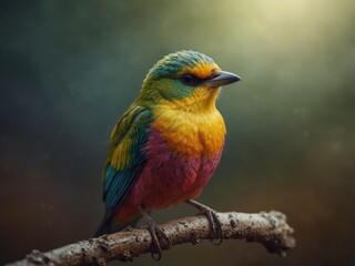 Obraz premium One brightly colored bird monede of recycled moneterionels.