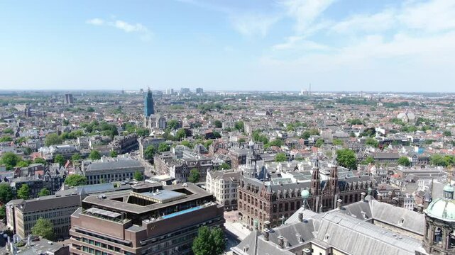 Amsterdam Netherlands scenic aerial footage 