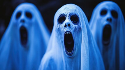 Fototapeta premium Three Ghoulish Figures Screaming in Horror 