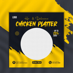 Editable Layout design and vector illustration for marketing on social media. Food Social media templates for promotions. food banner social media post template ads and free vector.
