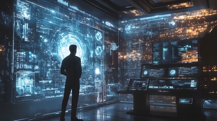 24. A high-tech internet security system with holographic shields and virtual firewalls