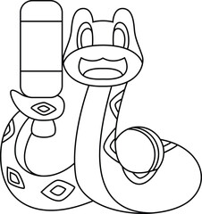 Snake Cricket Cricket bat Animal Vector Graphic Art Illustration