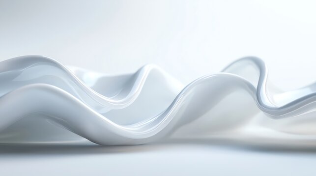 A smooth, flowing texture of white fabric creating soft waves against a light background, ideal for backgrounds or abstract designs.