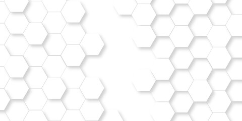 White Hexagonal Background. Luxury White Pattern. Futuristic abstract honeycomb mosaic white...