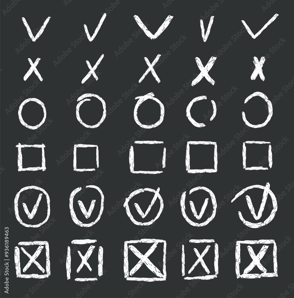 Poster checkbox set drawing by crayon on the blackboard