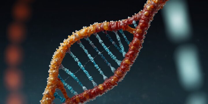 Genetic Engineering modifying DNA, side view, demonstrating gene editing.