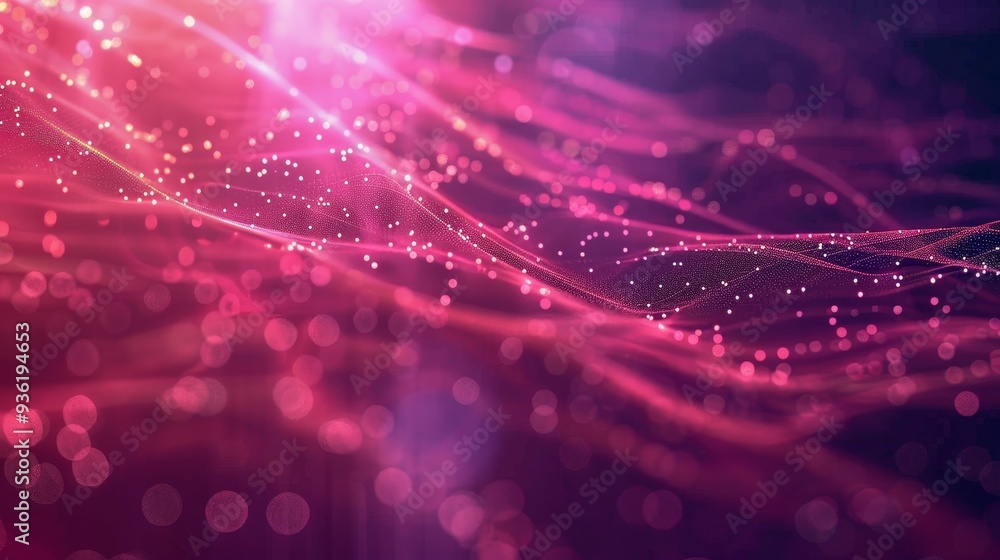Poster backdrop animation with glowing lines, particles and spinning rays for web design, discs, parties, l